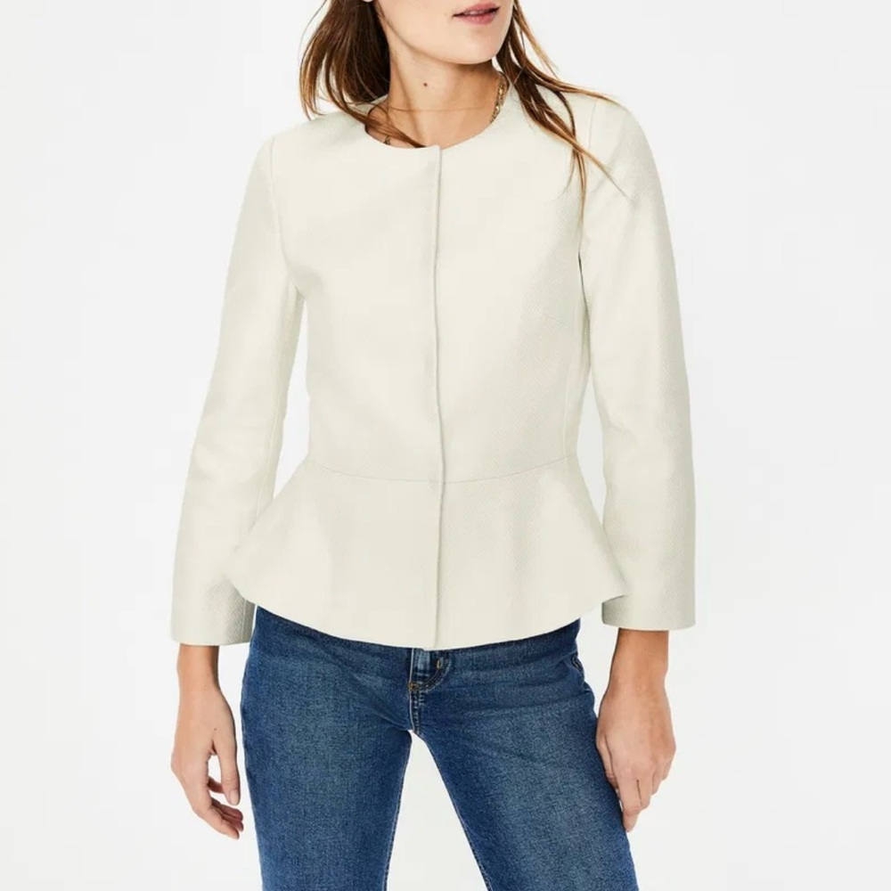 Boden Cream Peplum Blazer